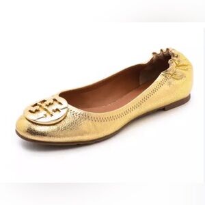 Tory Burch Reva Gold Ballet Flats Sz 6